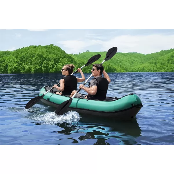 Bestway Hydro Force: Rapid Elite X2 Kayak Set - Seats 2 Adults, 397 lb Weight Capacity, Includes 2 Paddles, Hand Pump, 2 Fins, Storage Carry Bag