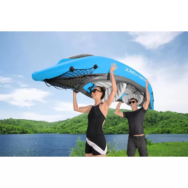 Bestway Hydro Force: Rapid Elite X2 Kayak Set - Seats 2 Adults, 397 lb Weight Capacity, Includes 2 Paddles, Hand Pump, 2 Fins, Storage Carry Bag
