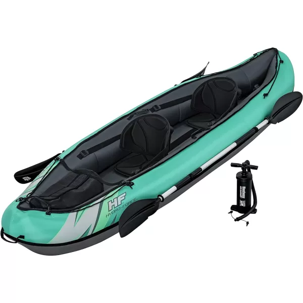 Bestway Hydro Force: Rapid Elite X2 Kayak Set - Seats 2 Adults, 397 lb Weight Capacity, Includes 2 Paddles, Hand Pump, 2 Fins, Storage Carry Bag