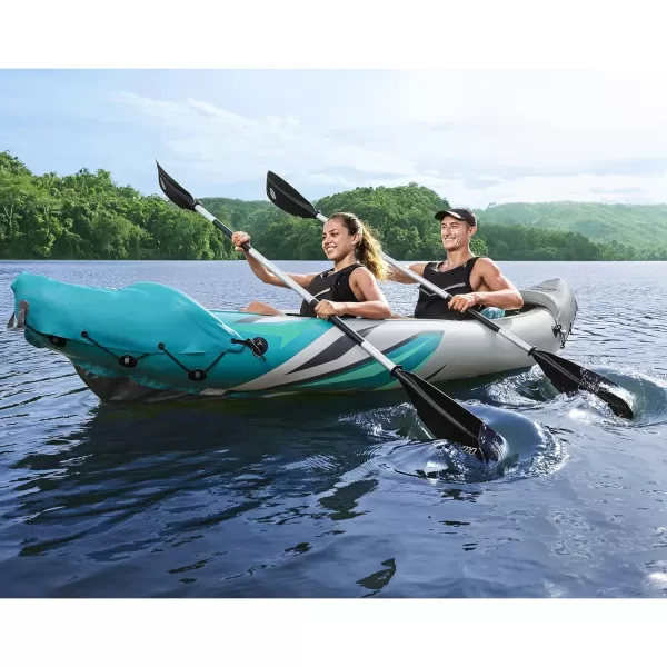 Bestway Hydro Force: Rapid Elite X2 Kayak Set - Seats 2 Adults, 397 lb Weight Capacity, Includes 2 Paddles, Hand Pump, 2 Fins, Storage Carry Bag