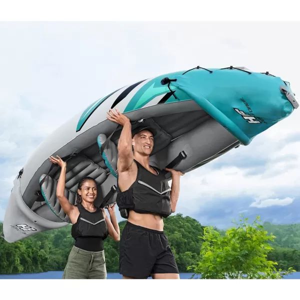 Bestway Hydro Force: Rapid Elite X2 Kayak Set - Seats 2 Adults, 397 lb Weight Capacity, Includes 2 Paddles, Hand Pump, 2 Fins, Storage Carry Bag