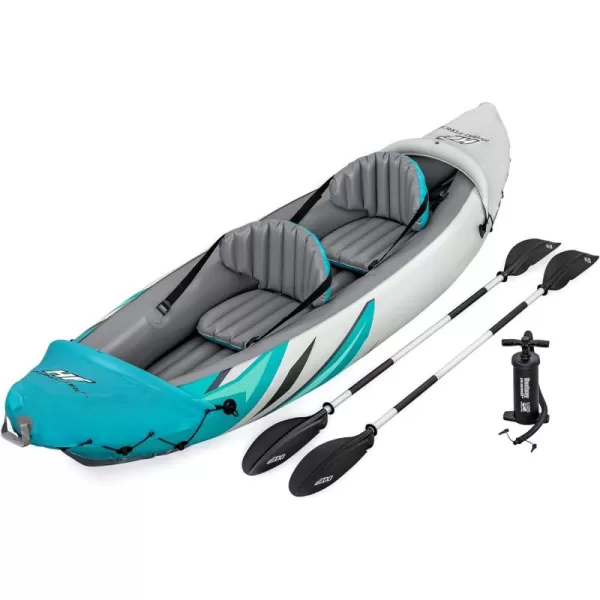 Bestway Hydro Force: Rapid Elite X2 Kayak Set - Seats 2 Adults, 397 lb Weight Capacity, Includes 2 Paddles, Hand Pump, 2 Fins, Storage Carry Bag