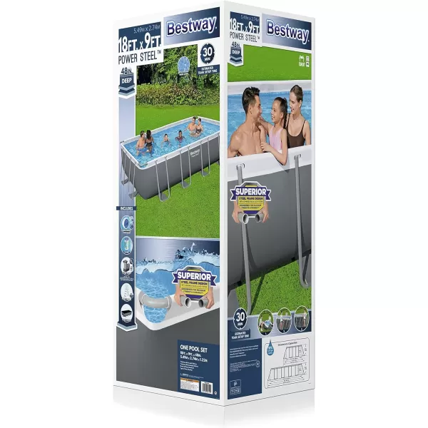 Bestway Power Steel 14' x 8'2" x 39.5" Oval Above Ground Pool Set | Includes 530gal Filter Pump, Ladder, ChemConnect Dispener