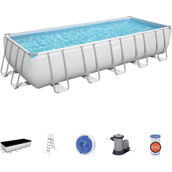 Bestway Power Steel 14' x 8'2" x 39.5" Oval Above Ground Pool Set | Includes 530gal Filter Pump, Ladder, ChemConnect Dispener