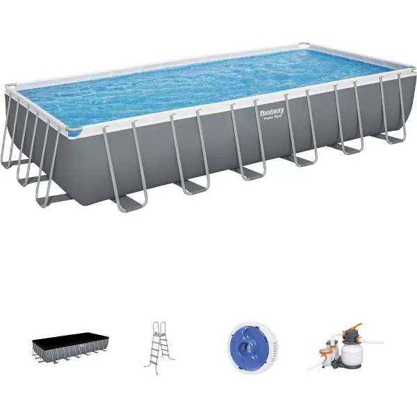 Bestway Power Steel 14' x 8'2" x 39.5" Oval Above Ground Pool Set | Includes 530gal Filter Pump, Ladder, ChemConnect Dispener