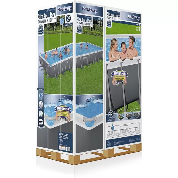 Bestway Power Steel 14' x 8'2" x 39.5" Oval Above Ground Pool Set | Includes 530gal Filter Pump, Ladder, ChemConnect Dispener