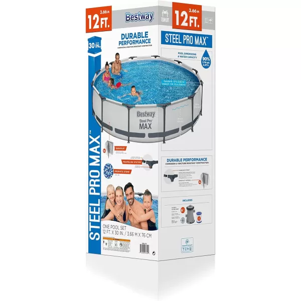 Bestway Steel Pro MAX 14' x 33" Round Above Ground Pool Set | Includes 530gal Filter Pump