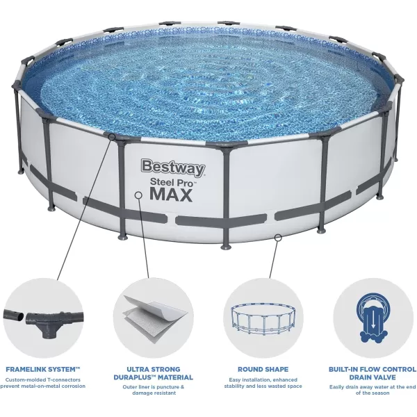 Bestway Steel Pro MAX 14' x 33" Round Above Ground Pool Set | Includes 530gal Filter Pump