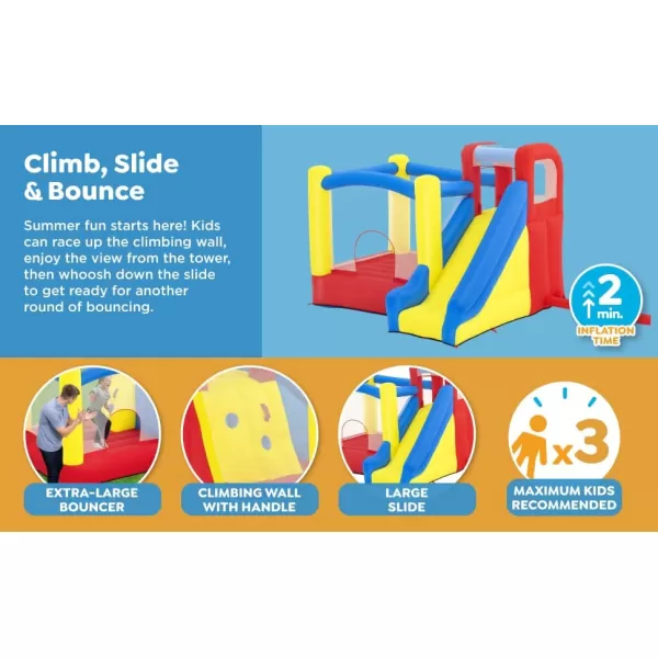 H2OGO! Slidetastic Mega Bouncer Bounce House  | for Indoor and Outdoor Play | Perfect for Kids Ages 3+ | for Indoor and Outdoor Play | Perfect for Kids Ages 3+)