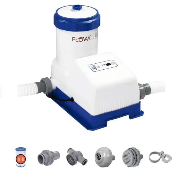 Bestway 58647E-BW Flowclear Transparent Filter Above Ground Pool Pump 1500 GPH Pump Flow Rate, 110-120 Volt for Type III-A/C cartridges