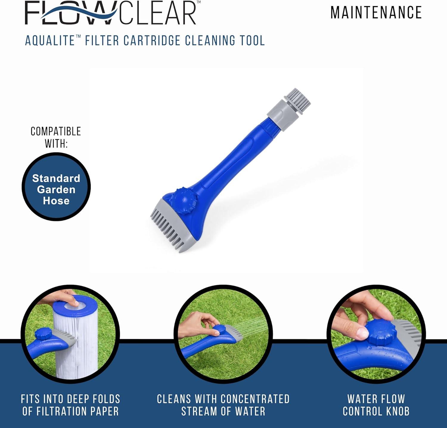 imageBestway Flowclear Pool Accessories Set  Includes Pole Skimmer Net Vacuum Heads and More Above Ground Pool AccessoriesAqualite Comb Filter Cleaning Tool