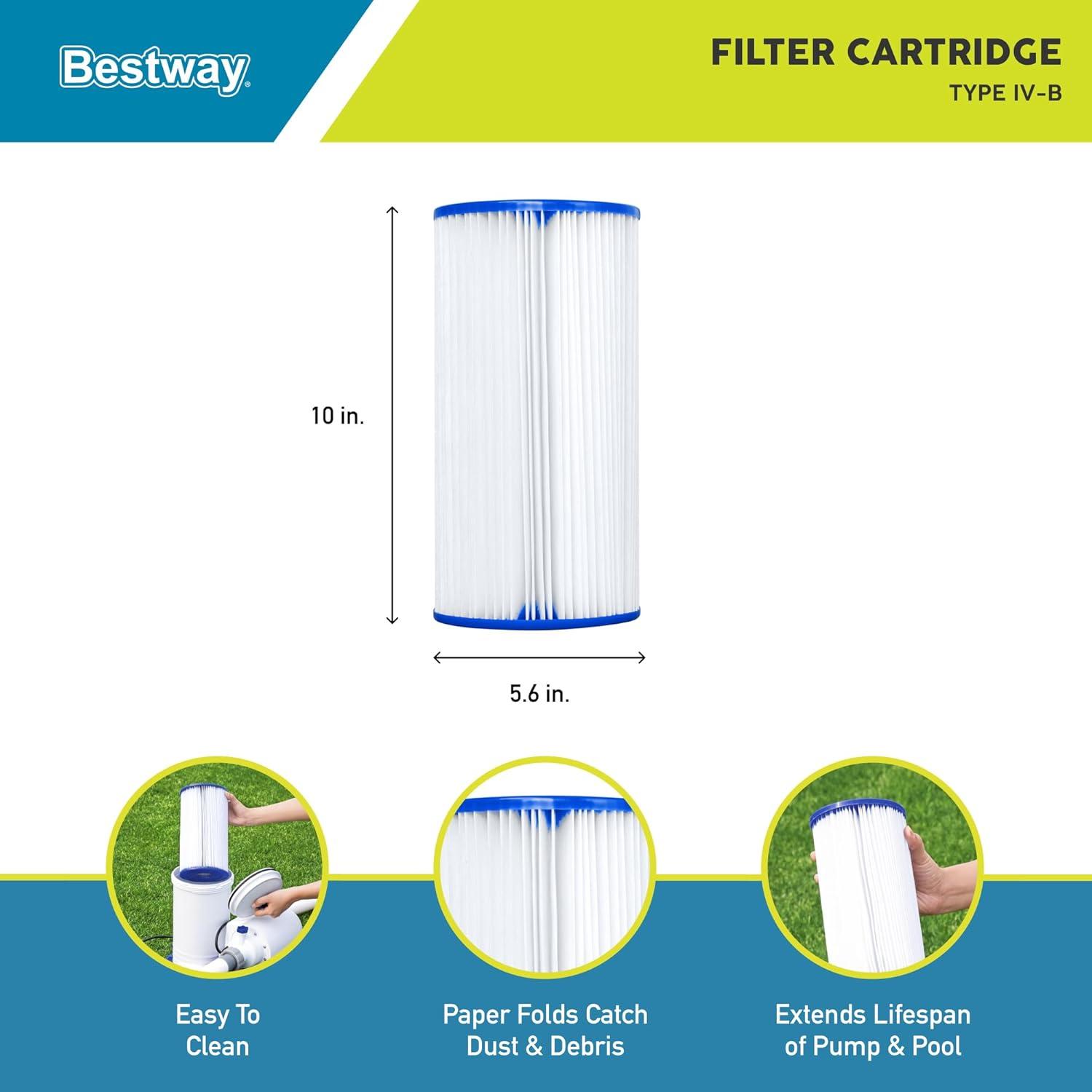 imageBestway 58095E Type IV or Type B Replacement Cartridge for 2500 Gallon Per Hour Filter Pumps to Keep Pool Water Clean and ClearFilter  POOLSPAWATERTREATMENT 52031