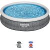 imageBestway Fast Set 12 x 30 Inflatable Round Soft Sided Above Ground Pool SetGray Wicker