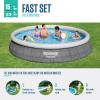imageBestway Fast Set 12 x 30 Inflatable Round Soft Sided Above Ground Pool SetGray Wicker