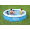 imageBestway Fast Set Inflatable Pool Set 12 x 30quot  Rattan Print  Round Above Ground Pool  Includes Filter Pump ampamp Repair Patch10 x 26