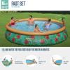 imageBestway Fast Set Inflatable Pool Set 12 x 30quot  Rattan Print  Round Above Ground Pool  Includes Filter Pump ampamp Repair Patch15 x 33 Tropical Print