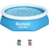 imageBestway Fast Set Inflatable Pool Set 12 x 30quot  Rattan Print  Round Above Ground Pool  Includes Filter Pump ampamp Repair Patch8 x 24