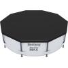 imageBestway Flowclear PVC Round 12 Foot Pool Cover for Above Ground Frame Pools with Drain Holes and Secure TieDown Ropes Black Cover Only10ft Round