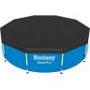 imageBestway Flowclear PVC Round 12 Foot Pool Cover for Above Ground Frame Pools with Drain Holes and Secure TieDown Ropes Black Cover Only10ft Round