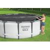 imageBestway Flowclear PVC Round 12 Foot Pool Cover for Above Ground Frame Pools with Drain Holes and Secure TieDown Ropes Black Cover Only10ft Round