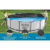 imageBestway Flowclear PVC Round 12 Foot Pool Cover for Above Ground Frame Pools with Drain Holes and Secure TieDown Ropes Black Cover Only15ft Round