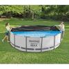 imageBestway Flowclear PVC Round 12 Foot Pool Cover for Above Ground Frame Pools with Drain Holes and Secure TieDown Ropes Black Cover Only15ft Round