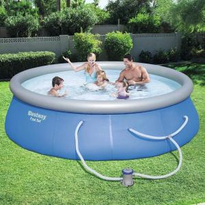 imageBestway Fast Set 13 x 33quot Round Inflatable Above Ground Pool Set  Includes 530gal Filter Pump13 x 33