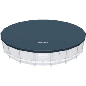 imageBestway Flowclear PVC Round 12 Foot Pool Cover for Above Ground Frame Pools with Drain Holes and Secure TieDown Ropes Black Cover Only18ft Round