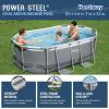 imageBestway Power Steel 14 x 82quot x 395quot Oval Above Ground Pool Set  Includes 530gal Filter Pump Ladder ChemConnect Dispener10 x 67 x 33