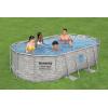 imageBestway Power Steel 14 x 82quot x 395quot Oval Above Ground Pool Set  Includes 530gal Filter Pump Ladder ChemConnect Dispener14 x 8 x 40