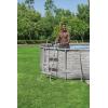 imageBestway Power Steel 14 x 82quot x 395quot Oval Above Ground Pool Set  Includes 530gal Filter Pump Ladder ChemConnect Dispener14 x 8 x 40
