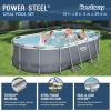 imageBestway Power Steel 14 x 82quot x 395quot Oval Above Ground Pool Set  Includes 530gal Filter Pump Ladder ChemConnect Dispener14 x 82 x 395