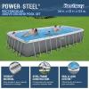 imageBestway Power Steel 14 x 82quot x 395quot Oval Above Ground Pool Set  Includes 530gal Filter Pump Ladder ChemConnect Dispener24ft X 12ft X 52in