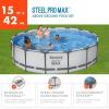 imageBestway Steel Pro MAX 15quot x 42quot Round Above Ground Swimming Pool Set Outdooor Metal Frame Family Pool with Filter Pump Ladder and Cover15 x 42