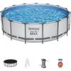 imageBestway Steel Pro MAX 15quot x 42quot Round Above Ground Swimming Pool Set Outdooor Metal Frame Family Pool with Filter Pump Ladder and Cover15 x 48  Gray