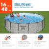 imageBestway Steel Pro MAX 15quot x 42quot Round Above Ground Swimming Pool Set Outdooor Metal Frame Family Pool with Filter Pump Ladder and Cover16 x 48  Stone