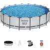 imageBestway Steel Pro MAX 15quot x 42quot Round Above Ground Swimming Pool Set Outdooor Metal Frame Family Pool with Filter Pump Ladder and Cover18 x 48