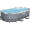 imageBestway Power Steel 14 x 82quot x 395quot Oval Above Ground Pool Set  Includes 530gal Filter Pump Ladder ChemConnect Dispener14 x 82 x 395