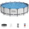 imageBestway Steel Pro MAX 15quot x 42quot Round Above Ground Swimming Pool Set Outdooor Metal Frame Family Pool with Filter Pump Ladder and Cover15 x 42