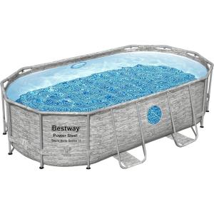imageBestway Power Steel 14 x 82quot x 395quot Oval Above Ground Pool Set  Includes 530gal Filter Pump Ladder ChemConnect Dispener14 x 8 x 40