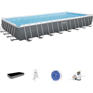 imageBestway Power Steel 14 x 82quot x 395quot Oval Above Ground Pool Set  Includes 530gal Filter Pump Ladder ChemConnect Dispener31ft4in X 16ft X 52in
