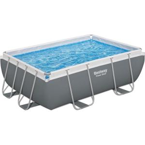 imageBestway Power Steel 14 x 82quot x 395quot Oval Above Ground Pool Set  Includes 530gal Filter Pump Ladder ChemConnect Dispener93 x 65 x 33