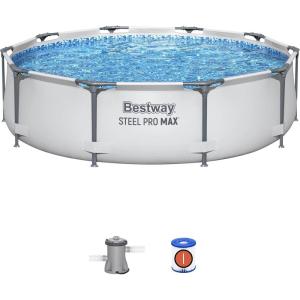 imageBestway Steel Pro MAX 14 x 33quot Round Above Ground Pool Set  Includes 530gal Filter PumpGray