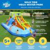 imageBestway H2OGO Turbo Splash Water Zone Mega Water Park  Inflatable Slide Climbing Wall Splash Pool  Great for Kids Ages 5Wild Tide