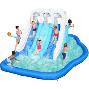 imageBestway H2OGO Turbo Splash Water Zone Mega Water Park  Inflatable Slide Climbing Wall Splash Pool  Great for Kids Ages 5Tidal Trifecta