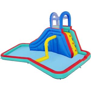 imageBestway H2OGO Turbo Splash Water Zone Mega Water Park  Inflatable Slide Climbing Wall Splash Pool  Great for Kids Ages 5Waterfall Waves