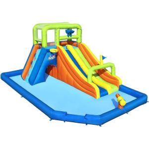 imageBestway H2OGO Turbo Splash Water Zone Mega Water Park  Inflatable Slide Climbing Wall Splash Pool  Great for Kids Ages 5Wild Tide