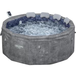 imageBestway SaluSpa Paris ThermaCore UltraFit Smart AirJet Rigid Foam Hot Tub Spa 67quot x 255quot  Fits Up to 46 Persons  Grey Marble