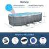imageBestway Power Steel 18 x 9 x 48quot Oval Metal Frame Above Ground Outdoor Swimming Pool Set with 1500 GPH Filter Pump Ladder and Pool Cover