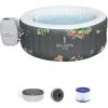 imageBestway SaluSpa Aruba AirJet Large Round 2 to 3 Person Inflatable Hot Tub Portable Outdoor Spa with 110 AirJets and EnergySense Cover GreyAruba